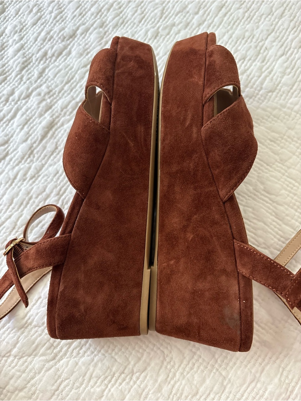 Giani Bernini Jayleen Platform Wedge Brown Suede Sandals 9 - Picture 7 of 16